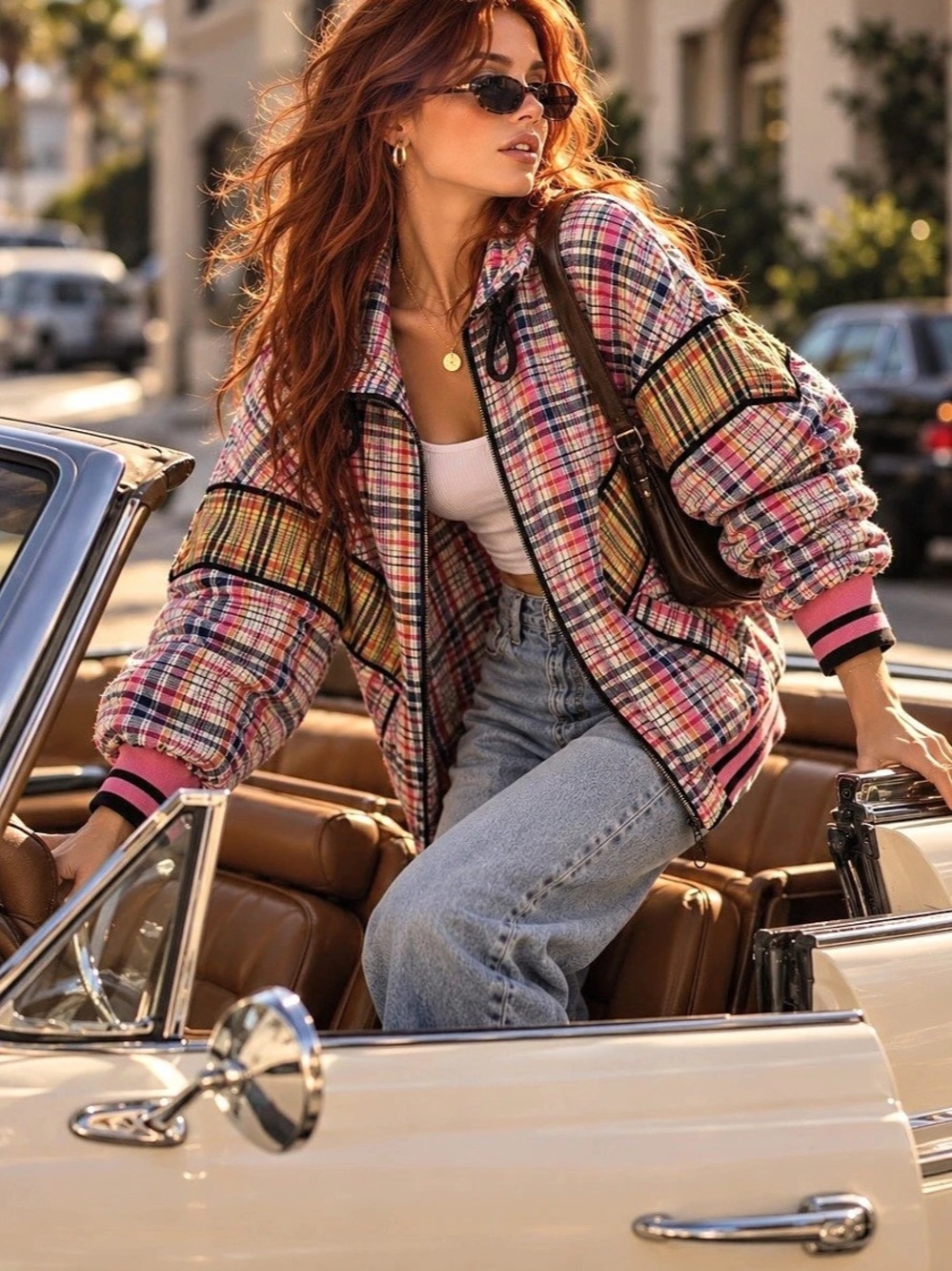 Free People We The Free Birdie Flannel Track Jacket Pink & Multicolor XS - overs